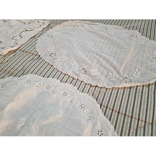 219 - Collection of 7 x Lace & Embroidered Table Place Mat / Doilies, (Approx. Ave 40 x 35cm each), (7)