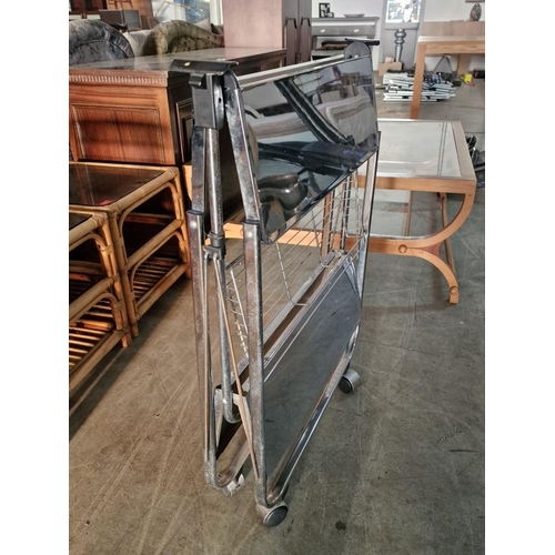 221 - Retro Style Folding White Metal Tea Trolley, (Approx. 68 x 40 x 70cm)