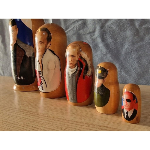 35 - 5-Piece Russian Nesting Doll / Matrsyoshka with Russian Leaders, (Approx. H: 18cm)