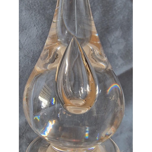 43 - Designer Angular Glass Decanter with Bubble Stopper, (Approx. H: 36cm)