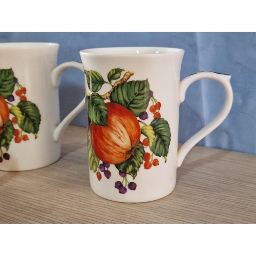 57 - Set of 4 x 'Kingsbury' Fine Bone China Coffee Mugs in Country Orchard Pattern, Together with Set of ... 