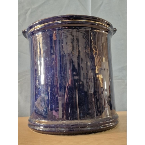 171 - Large Cobalt Blue Colour Glazed Porcelain Lidded Storage Jar / Bread Bin / Biscuit Barrell, (Approx.... 