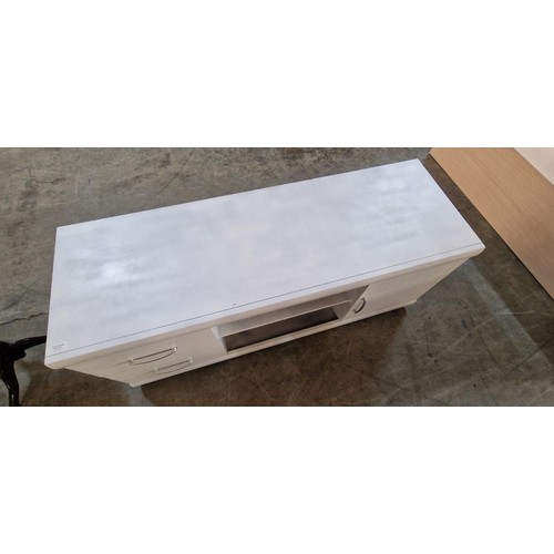 166 - White Colour TV Unit with Cupboard, 2-Drawers and 2 Open Shelves, (Approx. 132 x 44 x 55cm)