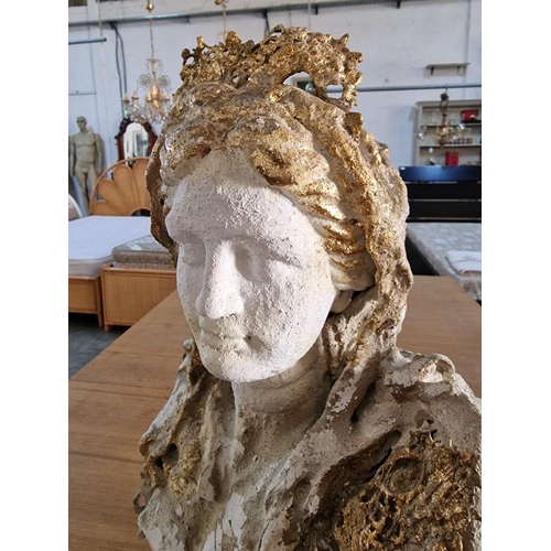 40 - Concrete / Plaster Bust of Female by Cypriot Artist Maria Doriti, (Approx. H: 48cm)