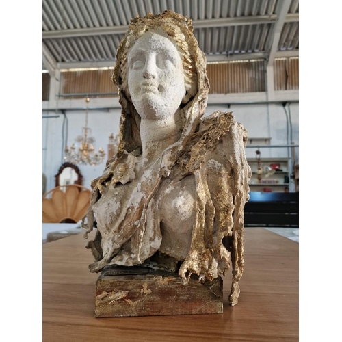 40 - Concrete / Plaster Bust of Female by Cypriot Artist Maria Doriti, (Approx. H: 48cm)