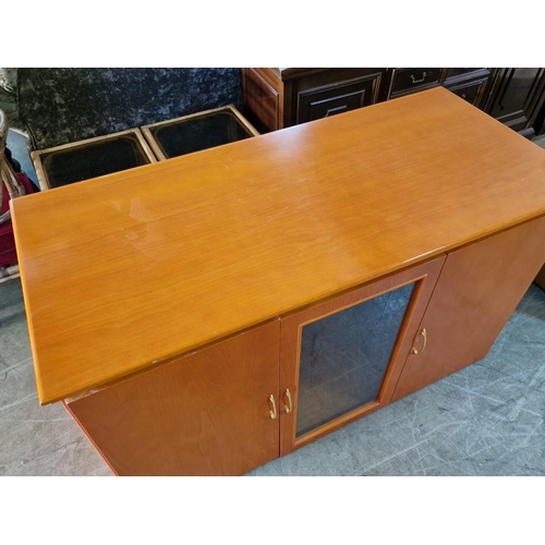 207 - Cherry Colour Wood Effect Sideboard with Bi-Fold Part Glazed Door, (Approx. 136 x 61 x 81cm)