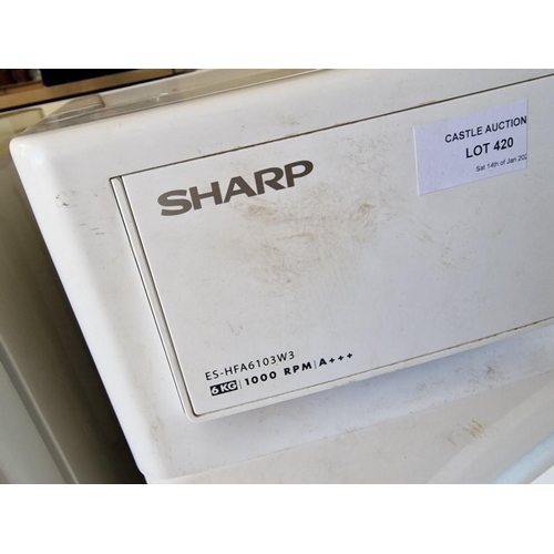 420 - Sharp 6kg 1000 RPM A+++ Washing Machine, White Colour, (Model: ES-HFA6103W3), (Untested)