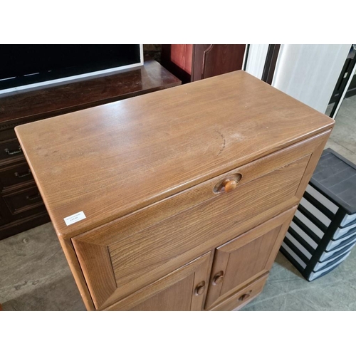 97 - Ercol Windsor Drinks Cabinet (469) in Light Finish Solid Elm. Mid Century Retro Piece, Circa 1960's ... 