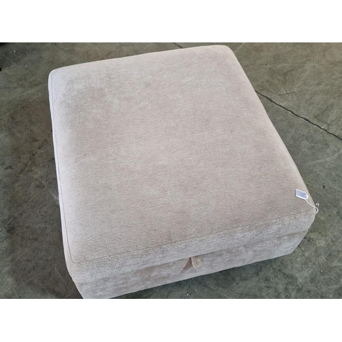 155 - Large Cream Colour Pouffe / Footstool with Hydraulic Hinged Lid and Storage Inside (88cm x 80cm x H:... 