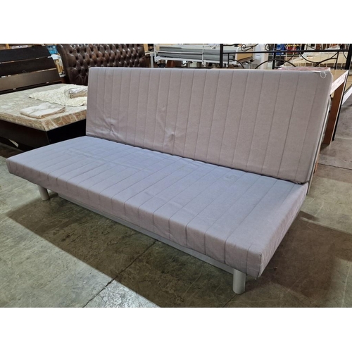 162 - Grey Fabric Sofa Bed with Storage Tray Under, (Open As Bed, Approx. 220 x 146cm)