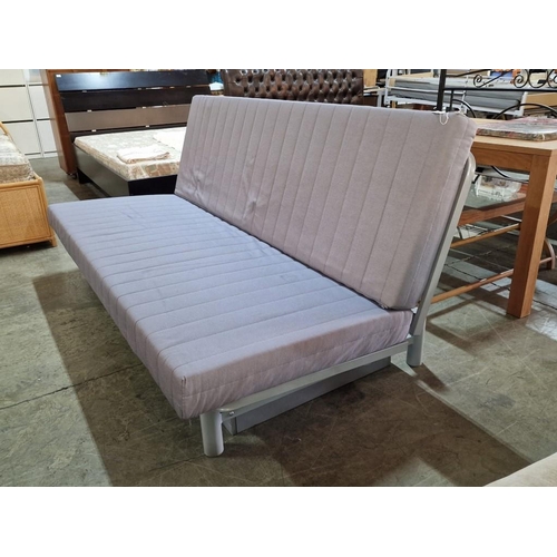 162 - Grey Fabric Sofa Bed with Storage Tray Under, (Open As Bed, Approx. 220 x 146cm)