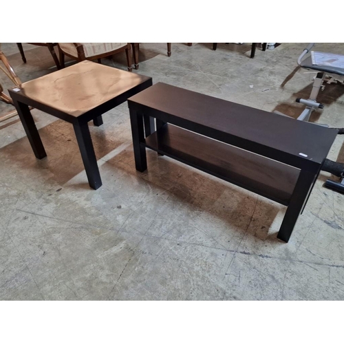 201 - Black Colour IKEA Console / TV Unit with Lower Shelf, (Approx. 90 x 26 x 45cm), Together with Matchi... 