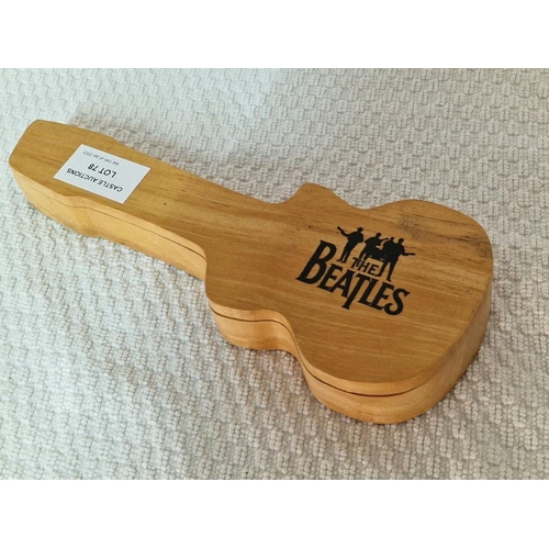 78 - Vintage Collectable Watch, 'The Beatles', by Apple Corp Ltd in Solid Wood Guitar Shaped Case, (Untes... 