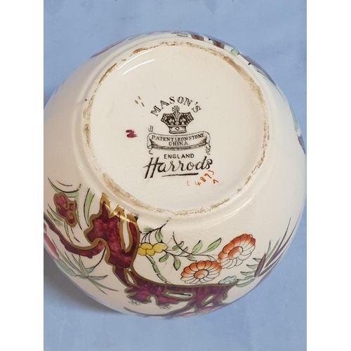 179 - Large Porcelain Mason's Ginger Jar with Lid (England Harrods) in Chrysanthemum Pattern (H:18cm x Ø14... 