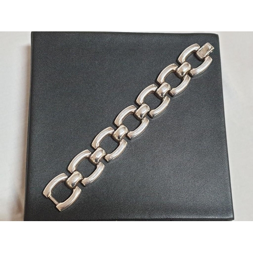 187 - Oversized Square Chain Links Silver Hallmarked .925 Bracelet, Total Weight 43,0gr (L:18.5cm)