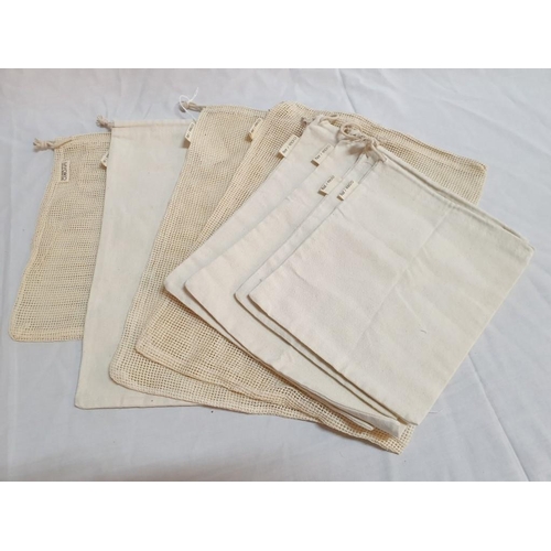 188 - Various Sizes and Pattern Organic Cotton Bags (8pcs)