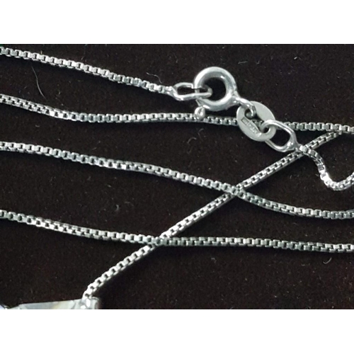 190 - Silver Chain (.925  Cyprus Hallmark) with Decorative Silver (.925) Pendant with Clear and Violet Cry... 