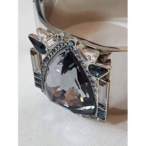 193 - Swarovski Bangle Decorated with Huge Crystal and Approx. 50pc Small Different Colours and Size Cryst... 