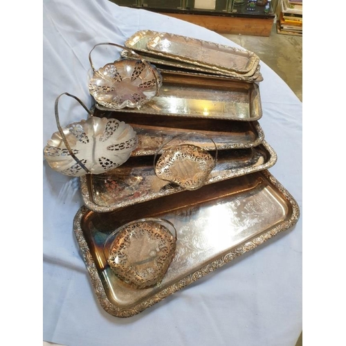 415 - 8 x Swedish Made Silver Plated Tray, 2 x Cake Servers with Handles and 2 x Bon-Bon Servers with Hand... 