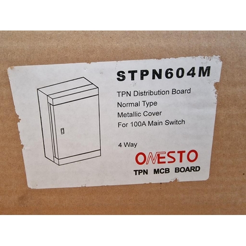 842 - 2 x 'Onesto' TPN Distribution Board / Cabinet with Metallic Cover, 4 Way, (Model: STPN604M), in Boxe... 