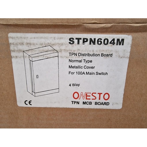 844 - 4 x 'Onesto' TPN Distribution Board / Cabinet with Metallic Cover, 4 Way, (Model: STPN604M), in Boxe... 