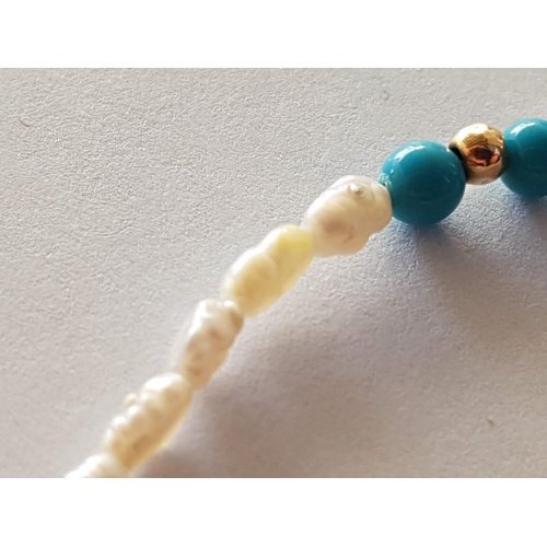 11 - Seed Pearl & Turquoise Bracelet (L:19cm)