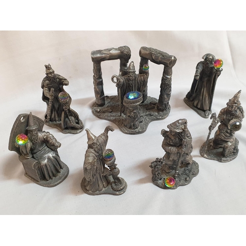 149 - Wizards Collection of 7 x Pewter Figurines of Wizards (H:7.5cm - 8.5cm)