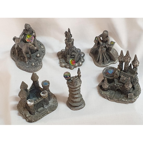 149A - Collection of 6 x Pewter Figurines inc; Spirituals Castles (H:6.5cm - 8.5cm) and 