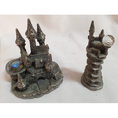 149A - Collection of 6 x Pewter Figurines inc; Spirituals Castles (H:6.5cm - 8.5cm) and 