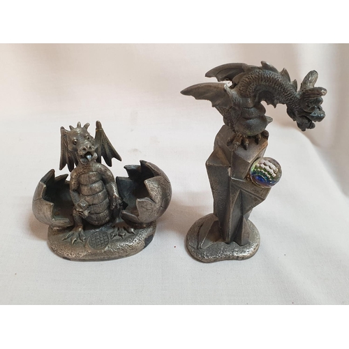 149B - 4 x Pewter The Wizarding World of Dragons Figurines (H:6cm- 9.5cm)