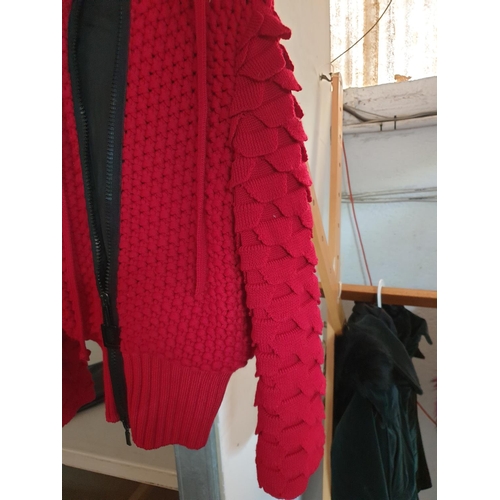 152 - Iceberg Free Knitting Pattern Jacket, Red with Hood, Size 42/M (95% Lana Vergine Wool, 5% Viscose Ra... 