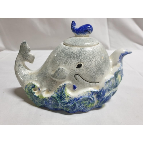 28 - Price Kensington Potteries Whale Themed Collectors Tea Pot (Hand Painted) 1 x Tea Bag by Parrigton H... 