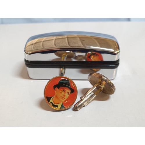 61 - Pair of Frank Sinatra Cufflinks in Metal Box