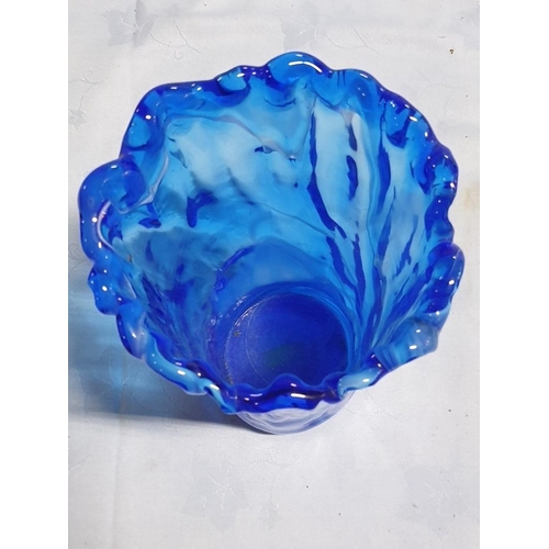 62 - Murano Glass Style Blue Hand Made Vase (H:20.5cm)