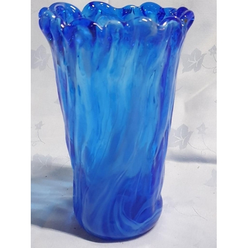 62 - Murano Glass Style Blue Hand Made Vase (H:20.5cm)