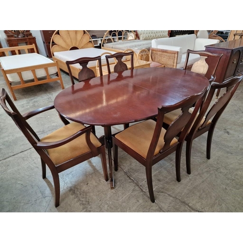 192 - Dark Wood Oval Shape Extendable 'G Plan' Dining Room Table with Set of 6 x Dining Chairs (Incl. 2 x ... 