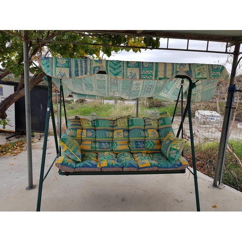 178 - Garden / Patio 2 - Seat Canopy Swing (Metal, Green Colour, Cushions and Canopy Floral Pattern)