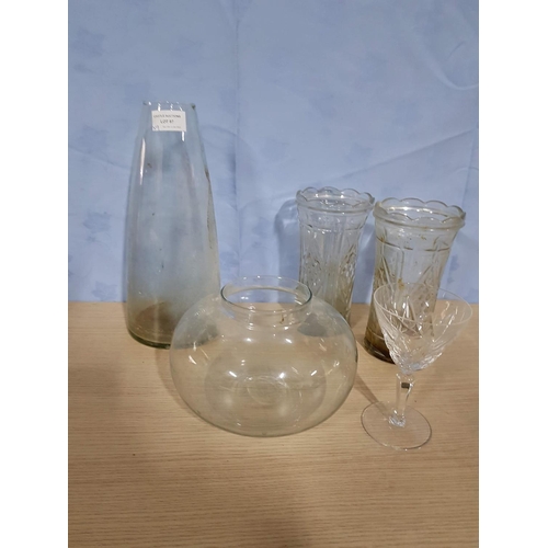 87 - Collection of Assorted Glassware, Incl. Vases, Trays, Dishes, etc (9)