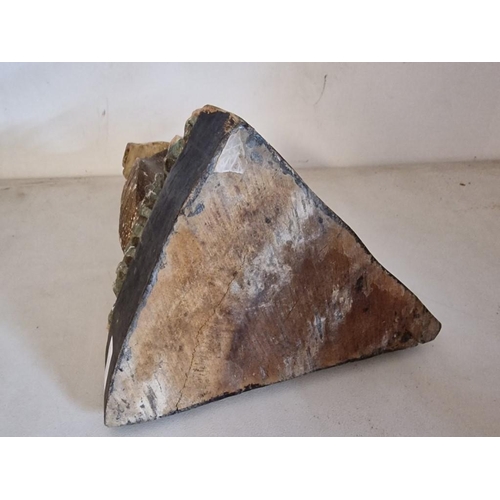 586 - Carved Wood Statue of Cobra, Raised to Strike with Open Mouth & Fangs, on Triangular / Wedge Shape B... 