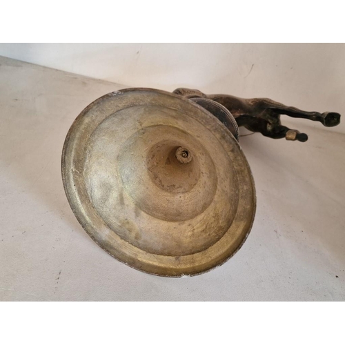 588 - Decorative Bronze Colour Metal Statue of Rearing Horse on Sphere, with Engraved Patterns, (Approx. H... 
