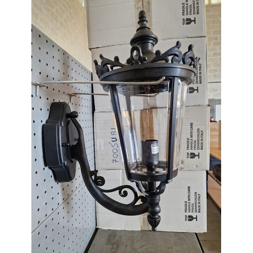 136 - 4 x Black Lantern Style Garden Wall Lights, by 'Duralite', Italy. (Model: ART.700/STR) in Boxes, (H:... 