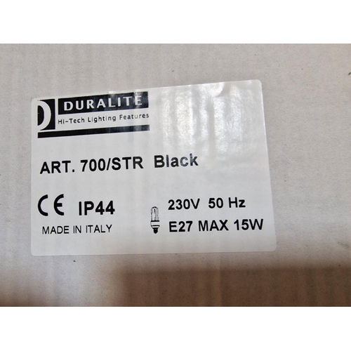 136 - 4 x Black Lantern Style Garden Wall Lights, by 'Duralite', Italy. (Model: ART.700/STR) in Boxes, (H:... 