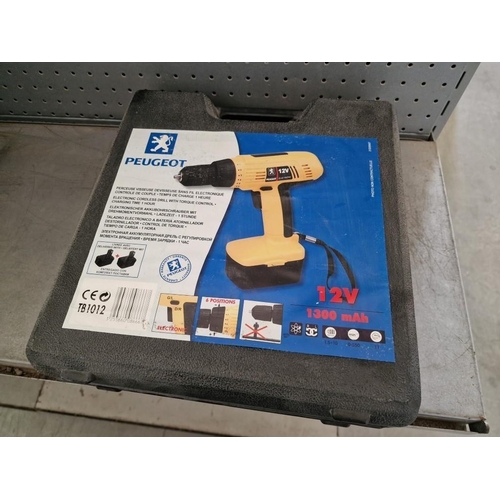 160 - Peugeot 12v Cordless Drill in Hardcase with 2 x Batteries, (Model: TB1012), Looks Unused, Basic Test... 