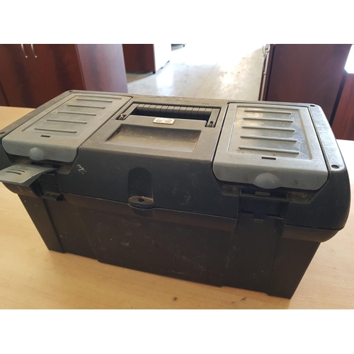 152 - Large Black Plastic Tool Box with Assorted Collection of Tools