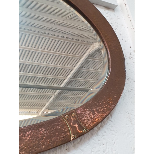204 - Vintage Oval Mirror in Heavy Wood / Copper Frame (53 x 84cm)