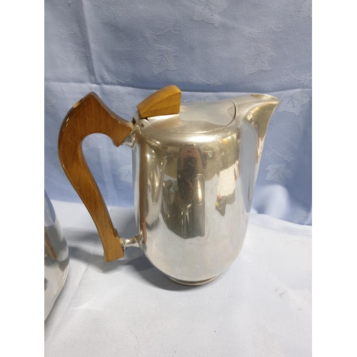 219 - Silver Plated / Stainless Steel Coffee and Tea Pots Together with Gravy Boats on Tray (7)