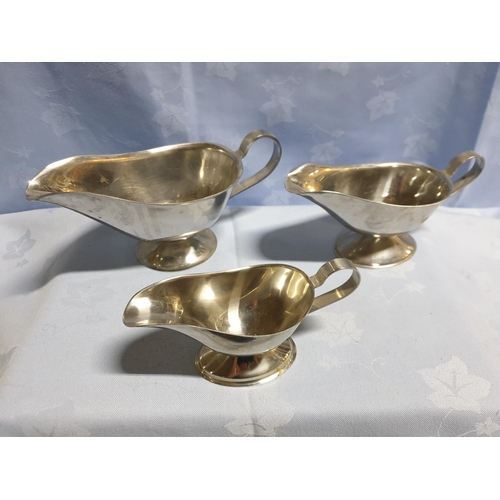 219 - Silver Plated / Stainless Steel Coffee and Tea Pots Together with Gravy Boats on Tray (7)