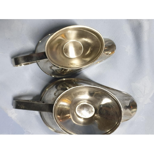 219 - Silver Plated / Stainless Steel Coffee and Tea Pots Together with Gravy Boats on Tray (7)