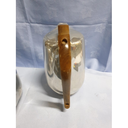 219 - Silver Plated / Stainless Steel Coffee and Tea Pots Together with Gravy Boats on Tray (7)