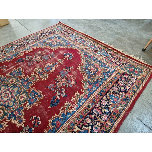 27 - Hand Woven Kirman Persian Carpet, (Approx. 3m x 2m), with Bold Floral Designed Medallion with Decora... 